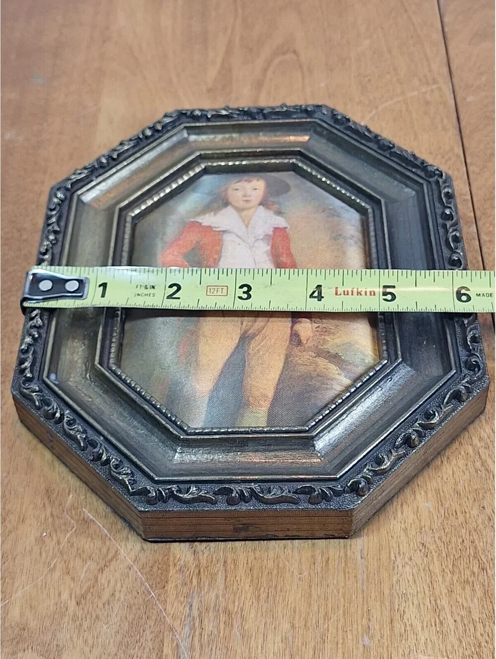 VTG Cheswick Victorian Boy Metal Framed Print on Silk Fabric Made in Italy 8